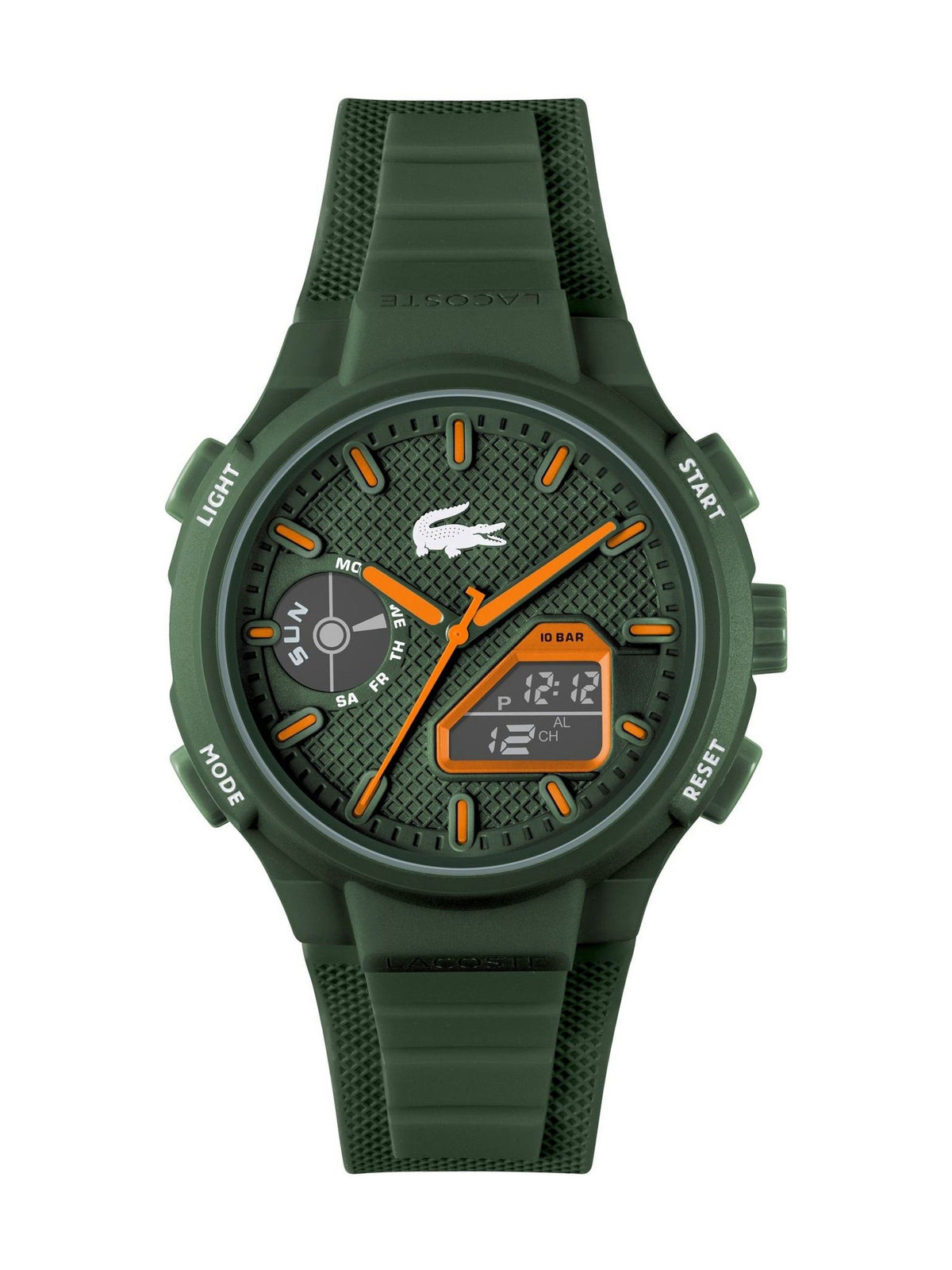 Lacoste Green LC33 watch with TR90 case and silicone strap, UK version