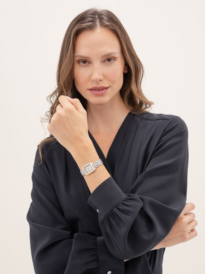 BOSS Mae Petite white tone soft square bracelet watch (British brand)