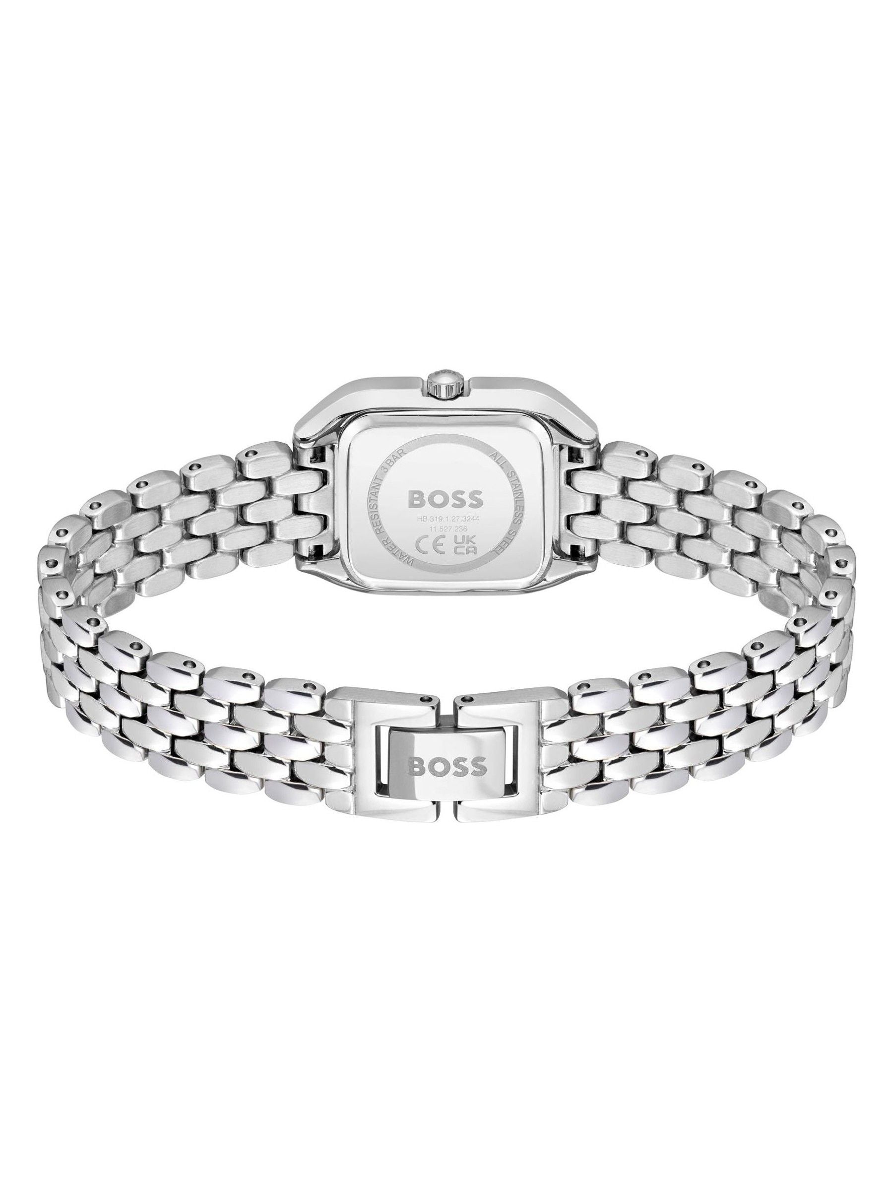 BOSS Mae Petite white tone soft square bracelet watch (British brand)