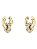 BOSS gold tone huggie earrings with crystal pave, 14mm, UK version