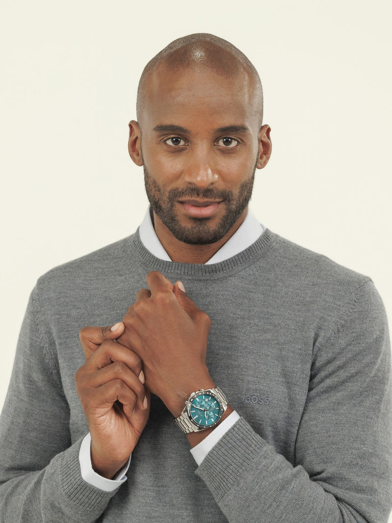 BOSS Strike chronograph teal dial 41mm (British brand)