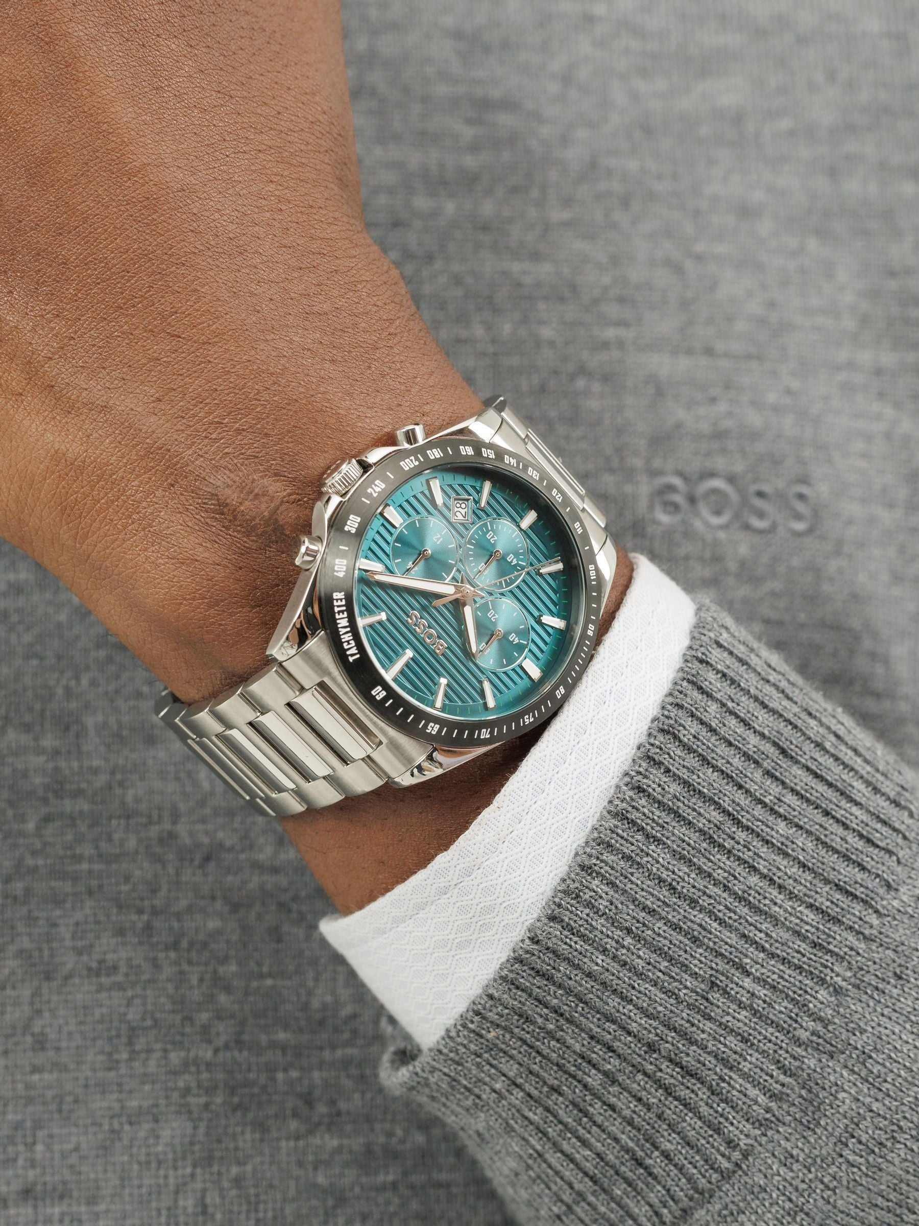 BOSS Strike chronograph teal dial 41mm (British brand)