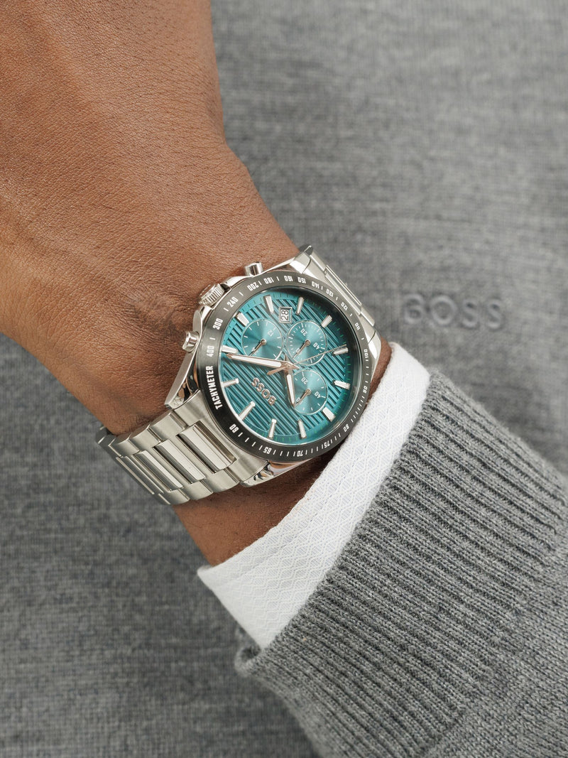 BOSS Strike chronograph teal dial 41mm (British brand)