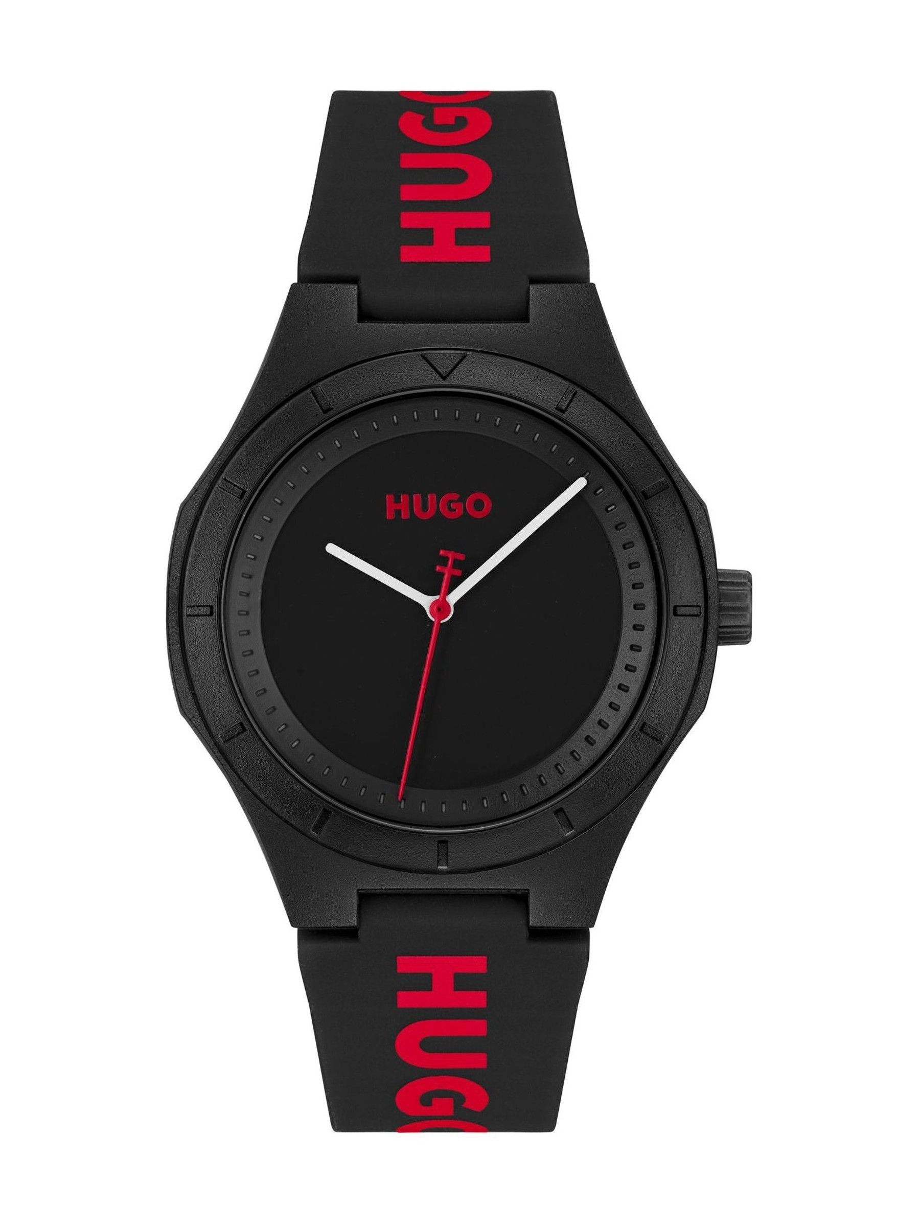 HUGO LIT black silicone watch, UK version