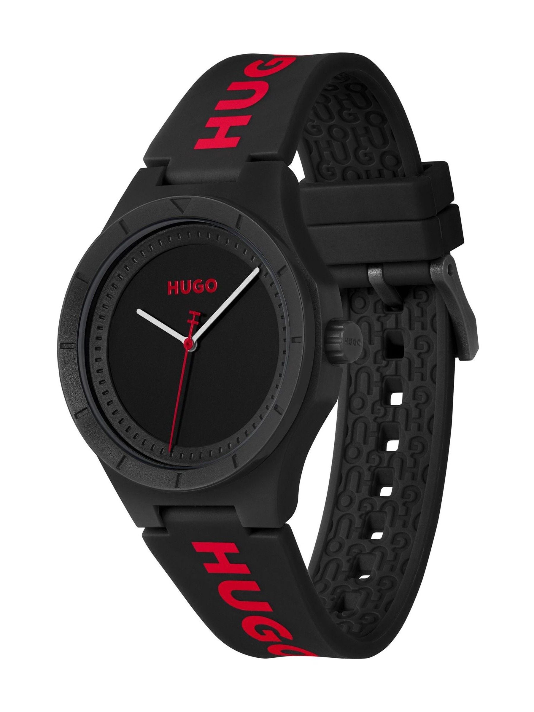 HUGO LIT black silicone watch, UK version