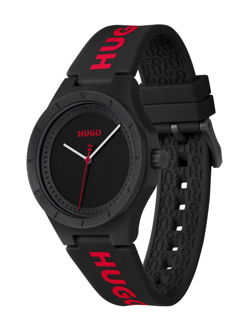 HUGO LIT black silicone watch, UK version