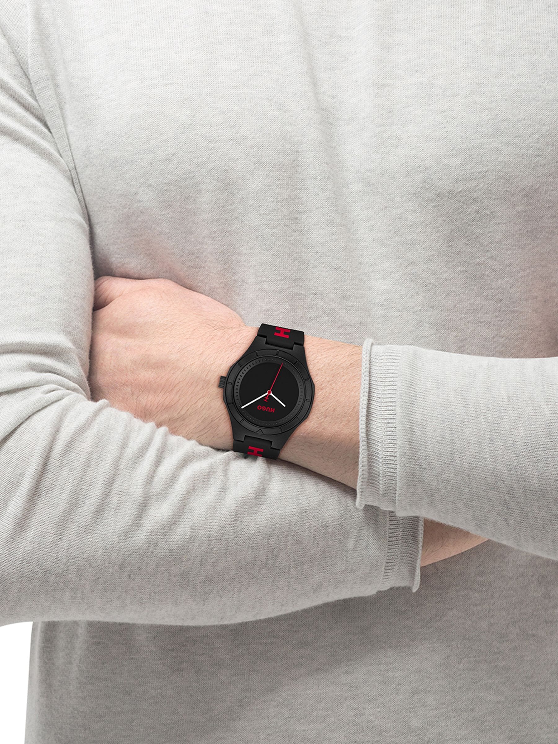 HUGO LIT black silicone watch, UK version