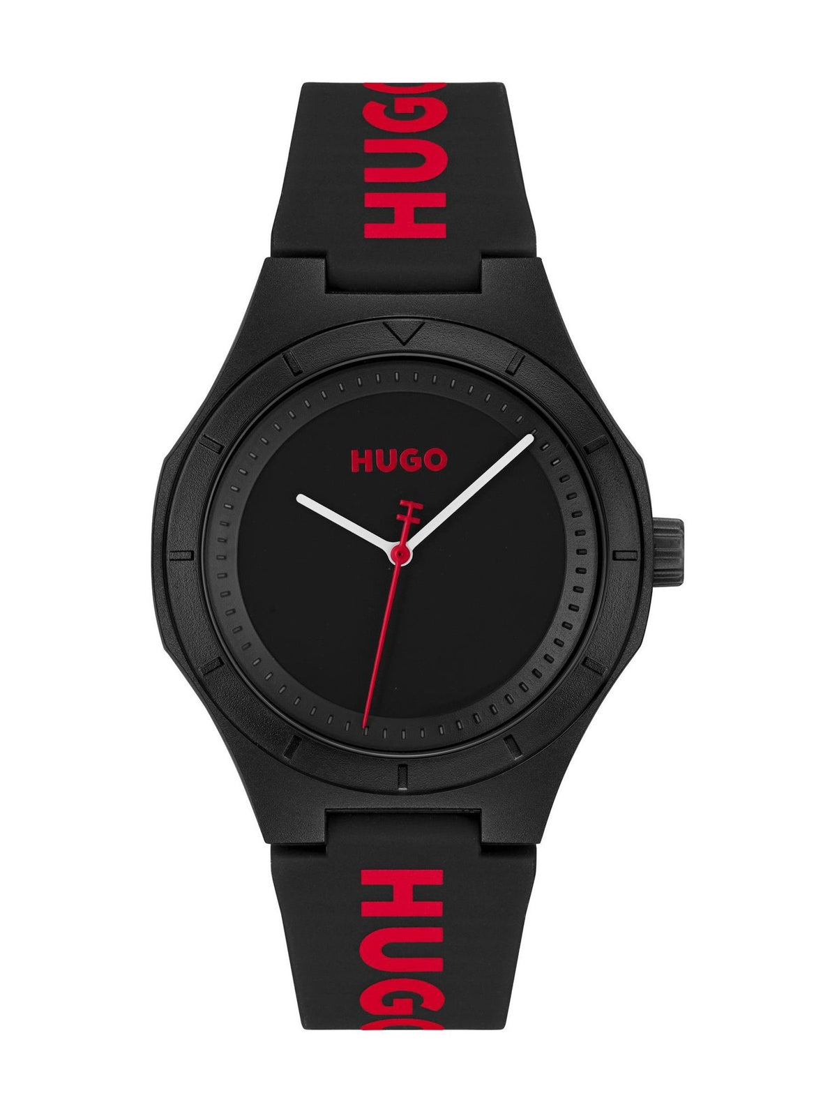 HUGO LIT black silicone watch, UK version
