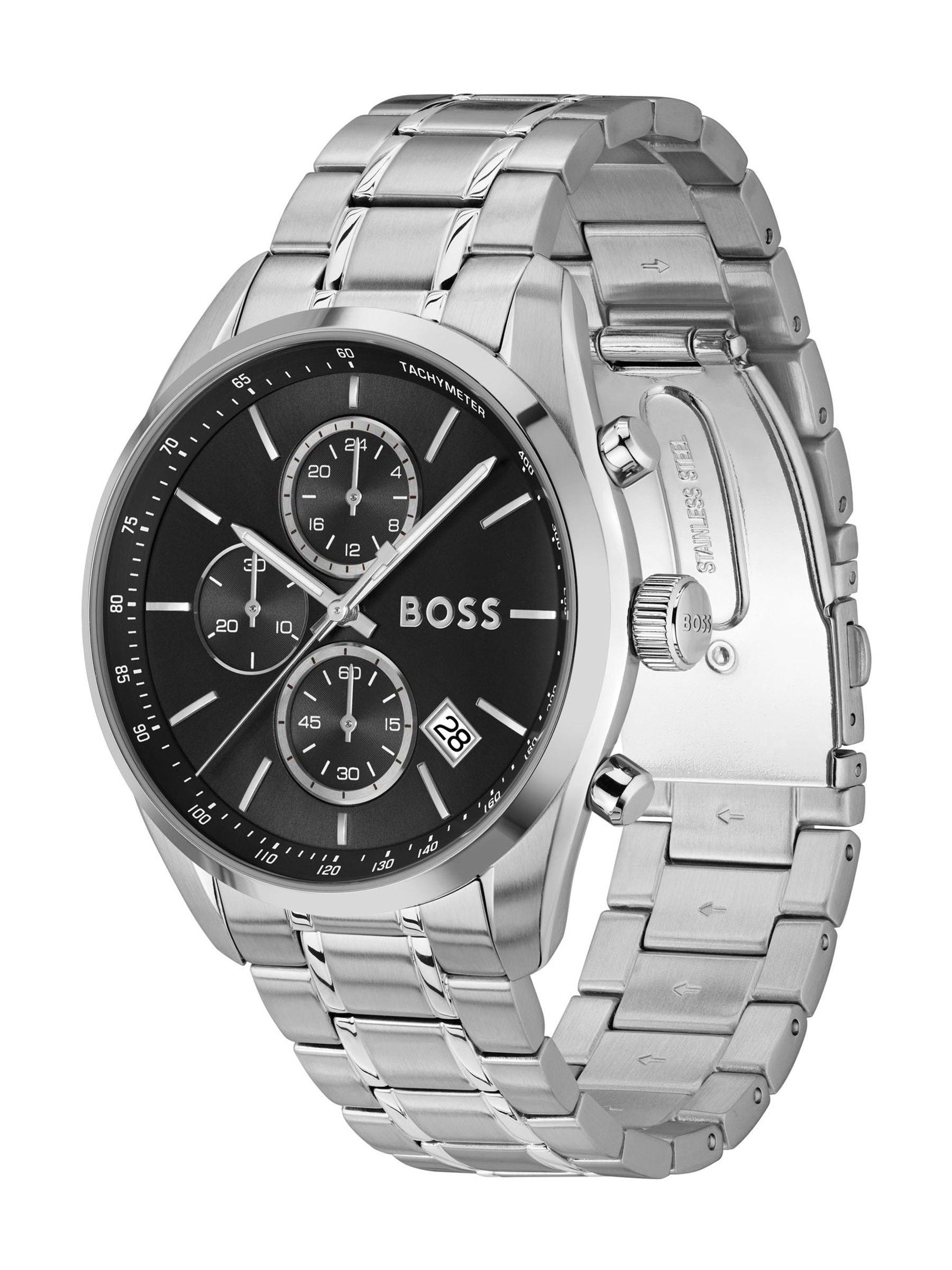 BOSS Grand Prix watch black dial stainless steel case, imported from the UK