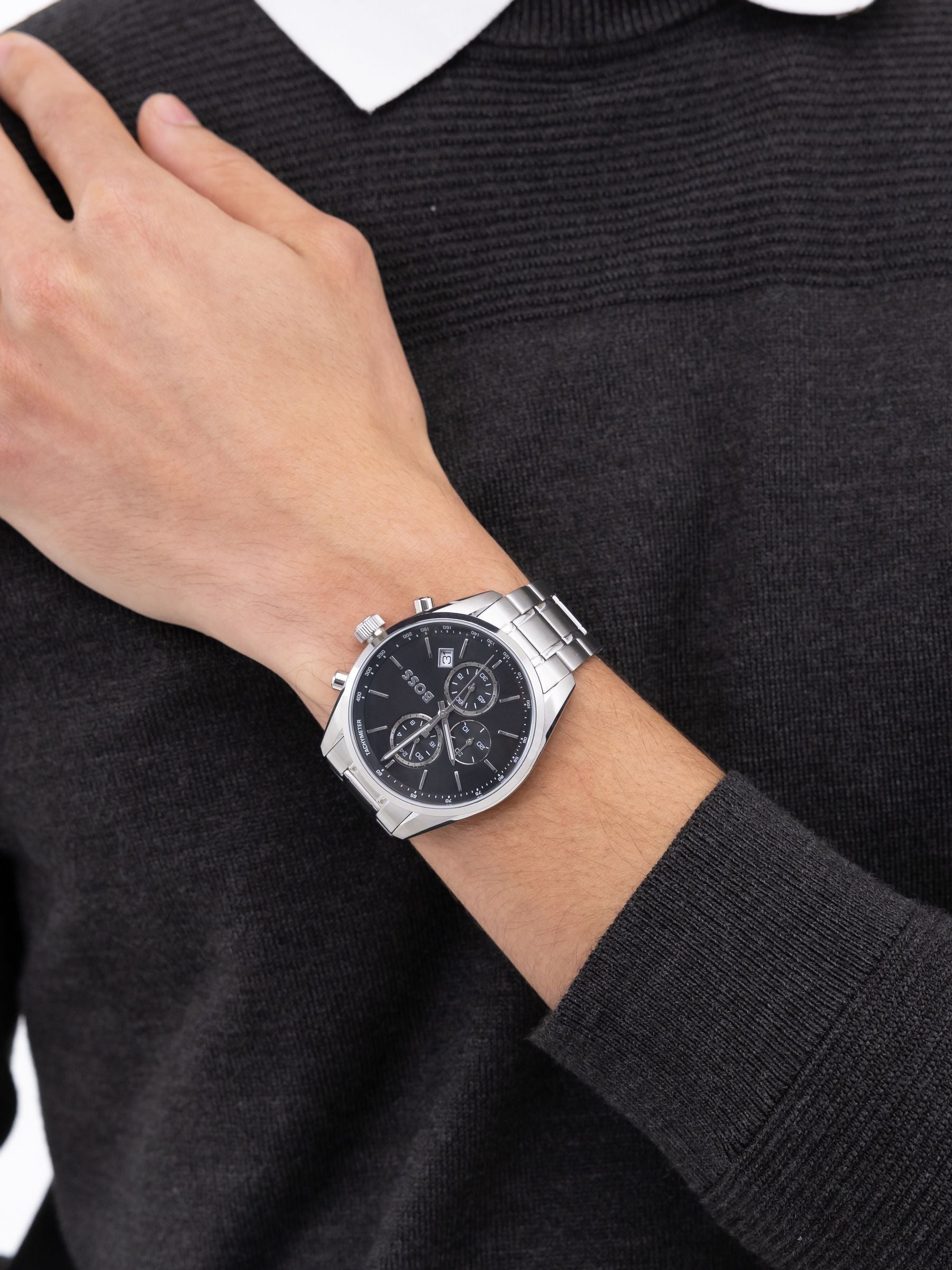 BOSS Grand Prix watch black dial stainless steel case, imported from the UK