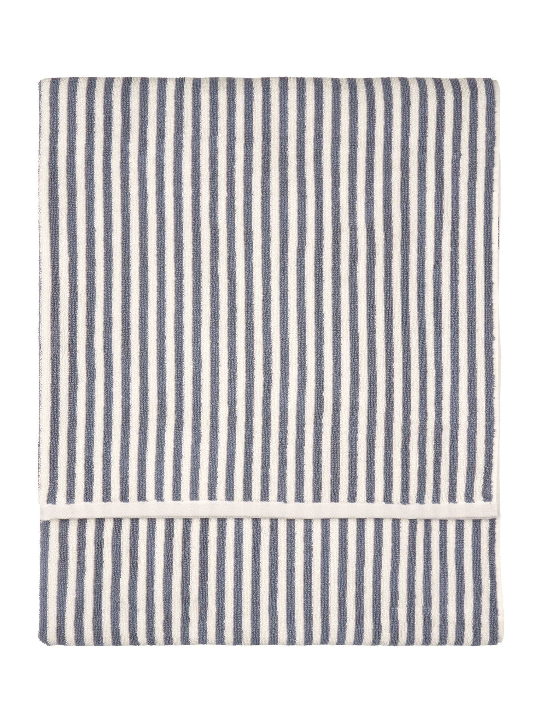 Yard striped cotton towel Mineral Blue, imported from the UK