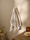 Yard Olive Hebden narrow stripe cotton towel, UK version