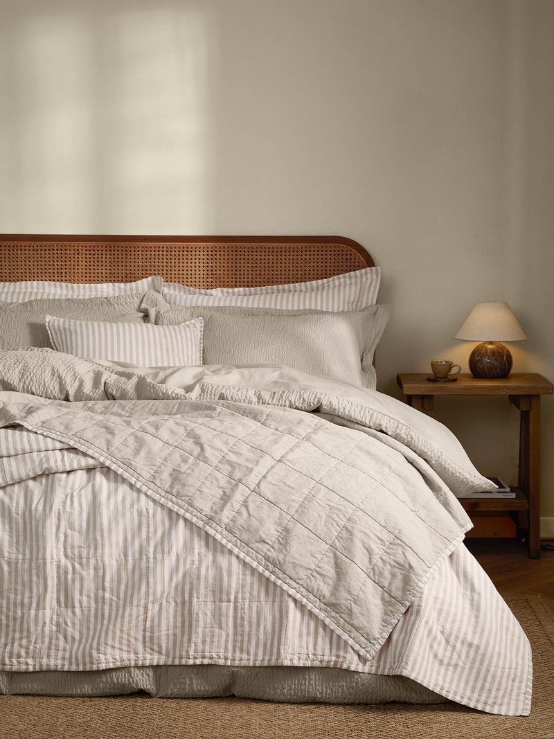 Yard NaturalStone Hebden Stripe Stonewashed Cotton Bedspread