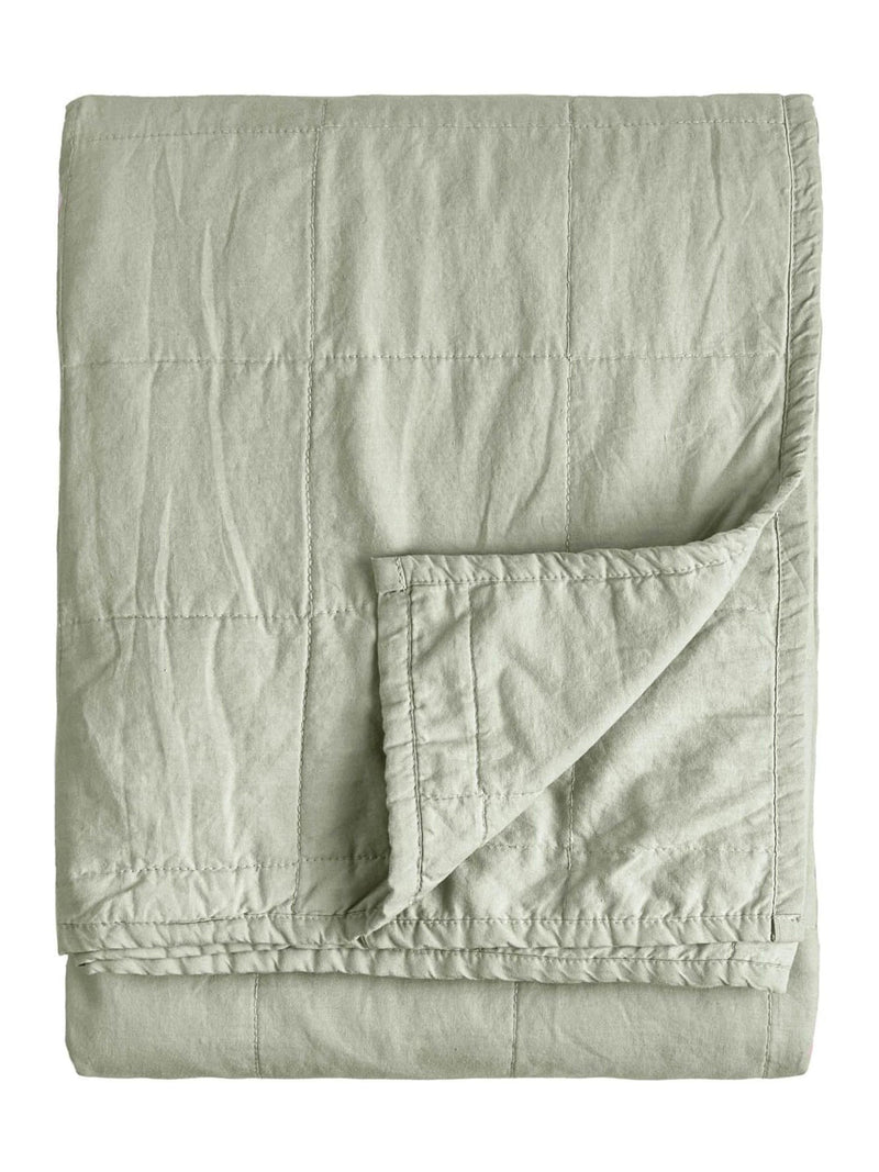 Yard Bay green stonewashed cotton bedspread, imported from the UK