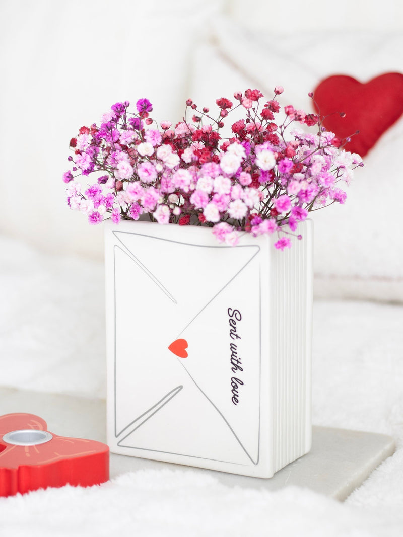 Something Different white love letter ceramic vase (British brand)