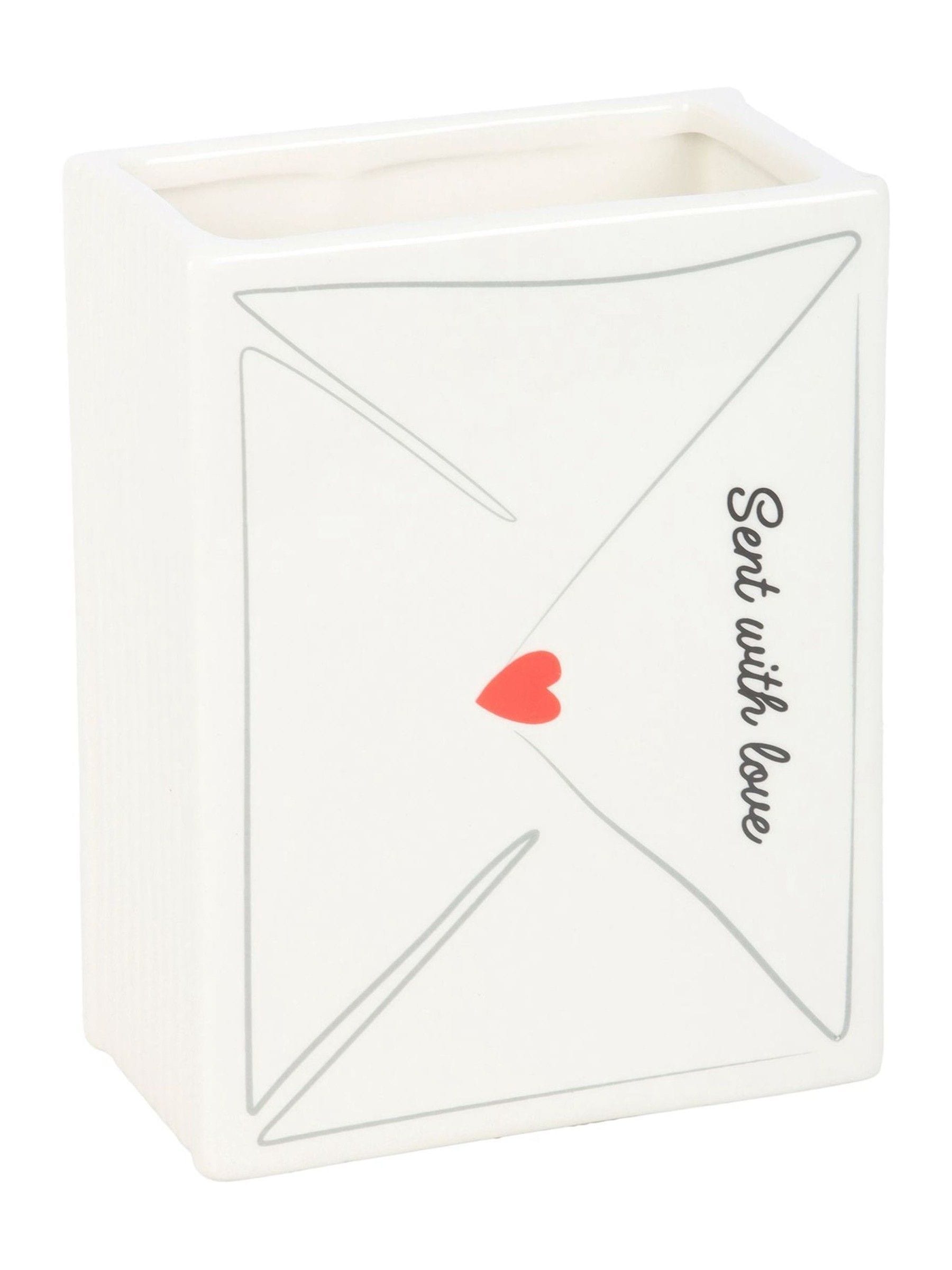 Something Different white love letter ceramic vase (British brand)