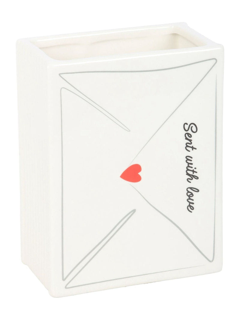 Something Different white love letter ceramic vase (British brand)