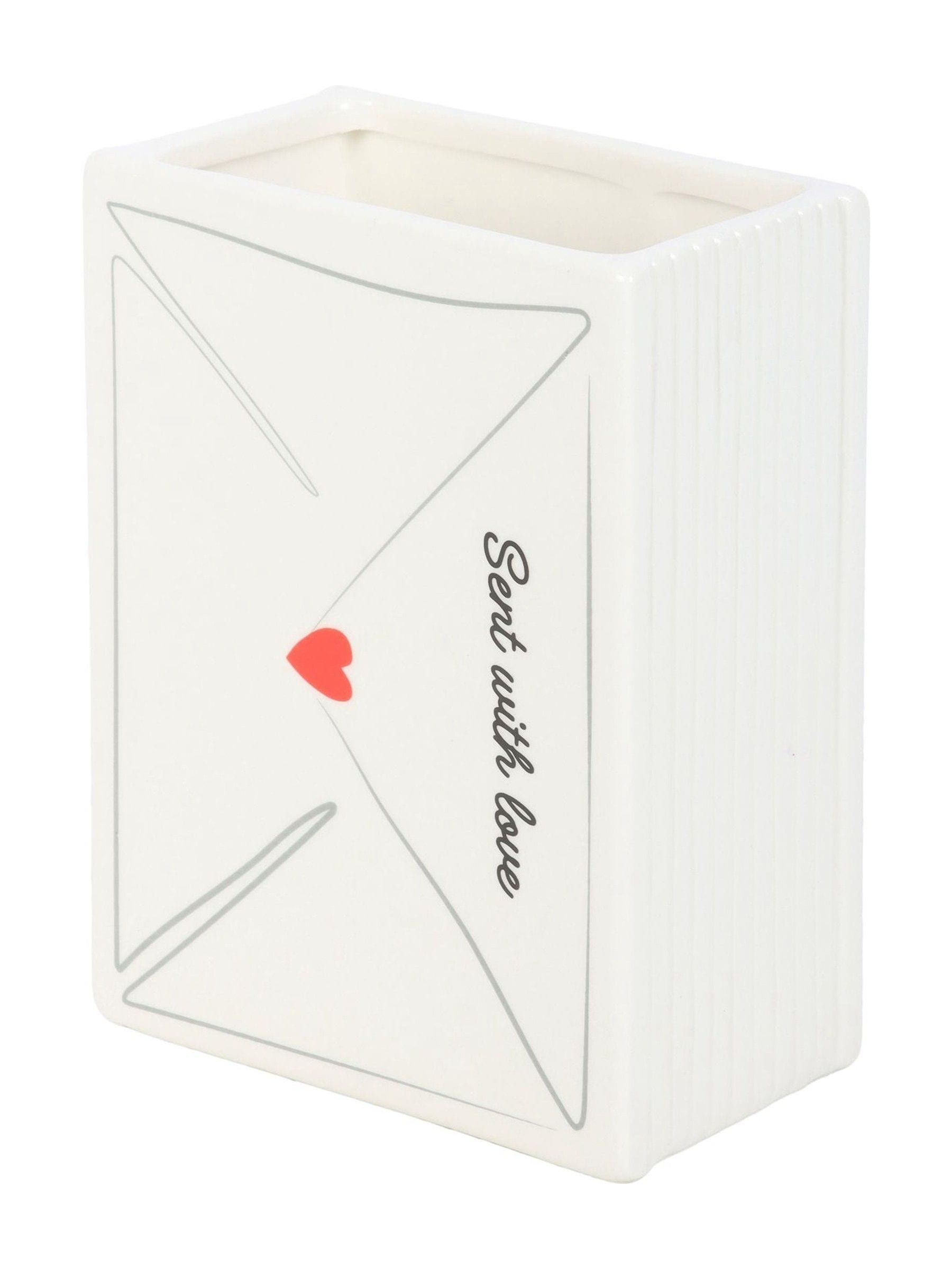 Something Different white love letter ceramic vase (British brand)