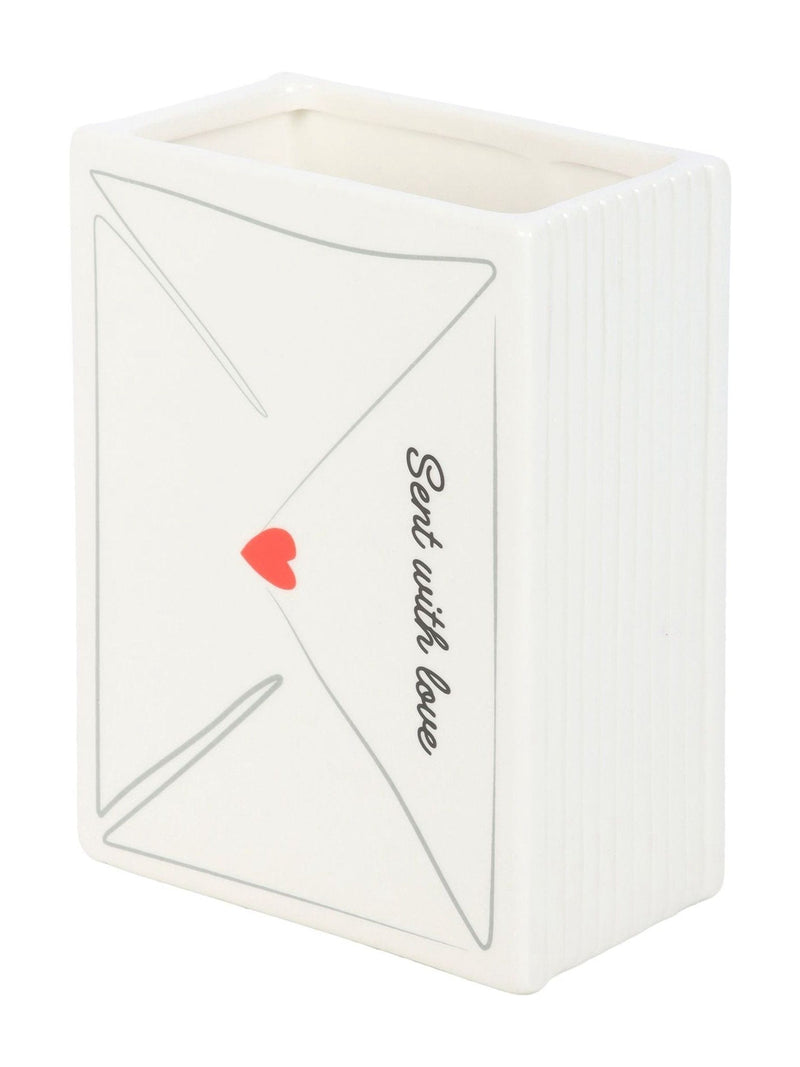 Something Different white love letter ceramic vase (British brand)