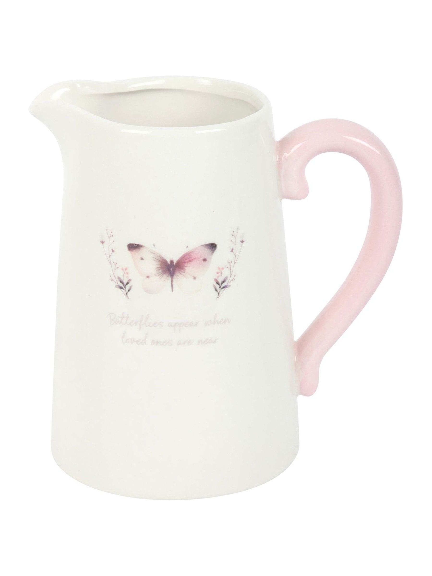 Something Different white butterfly print ceramic jug - British product
