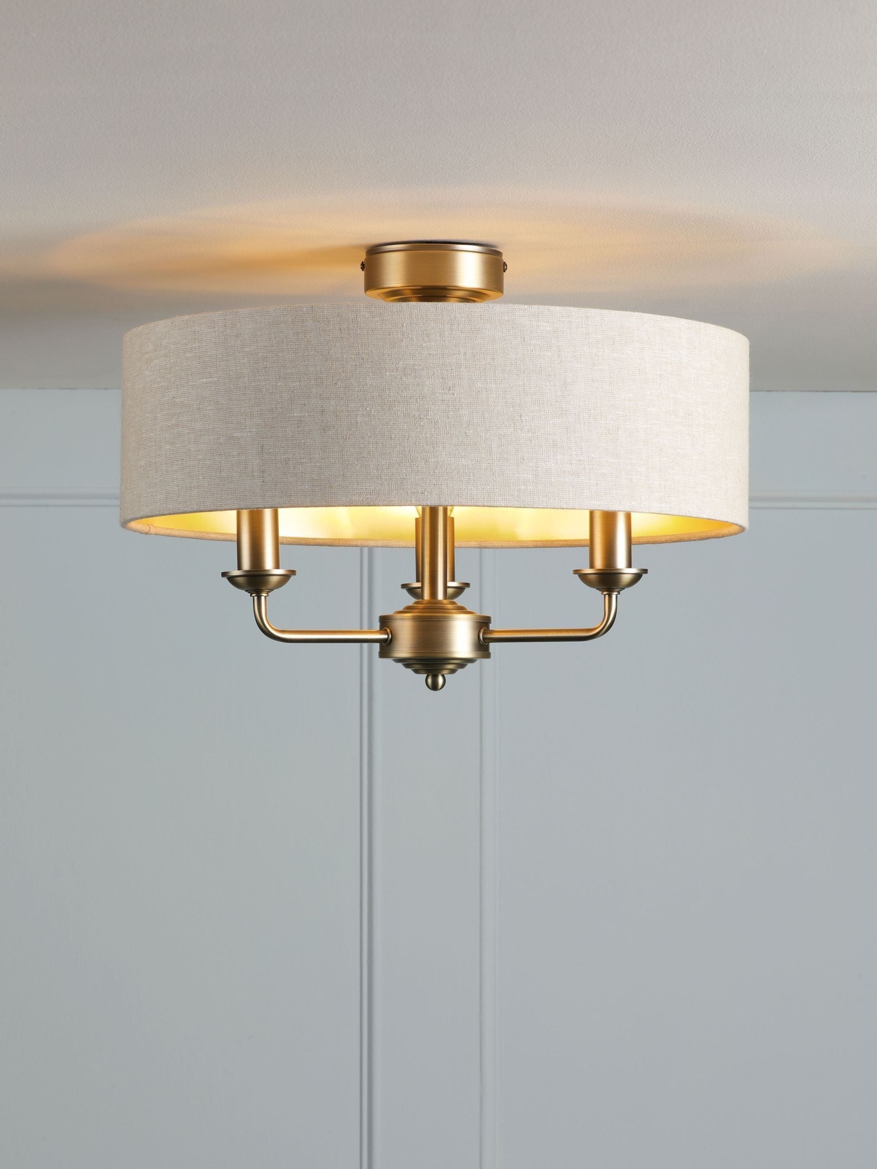 Laura Ashley Sorrento ceiling light natural linen shade, imported from the UK