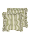 Wylder green Millie ruffle seat pads 40cm square, imported from the UK