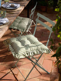 Wylder green Millie ruffle seat pads 40cm square, imported from the UK