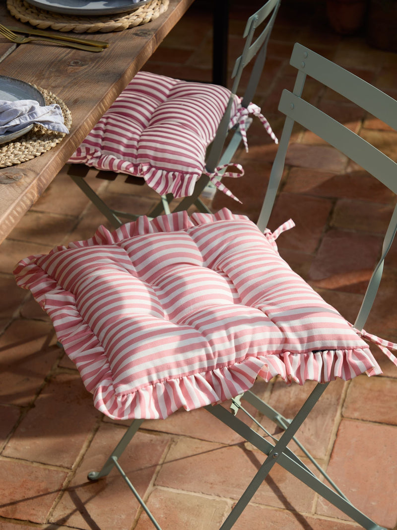 Wylder Set of 2 Green Millie Ruffle Seat Pads 40x40cm