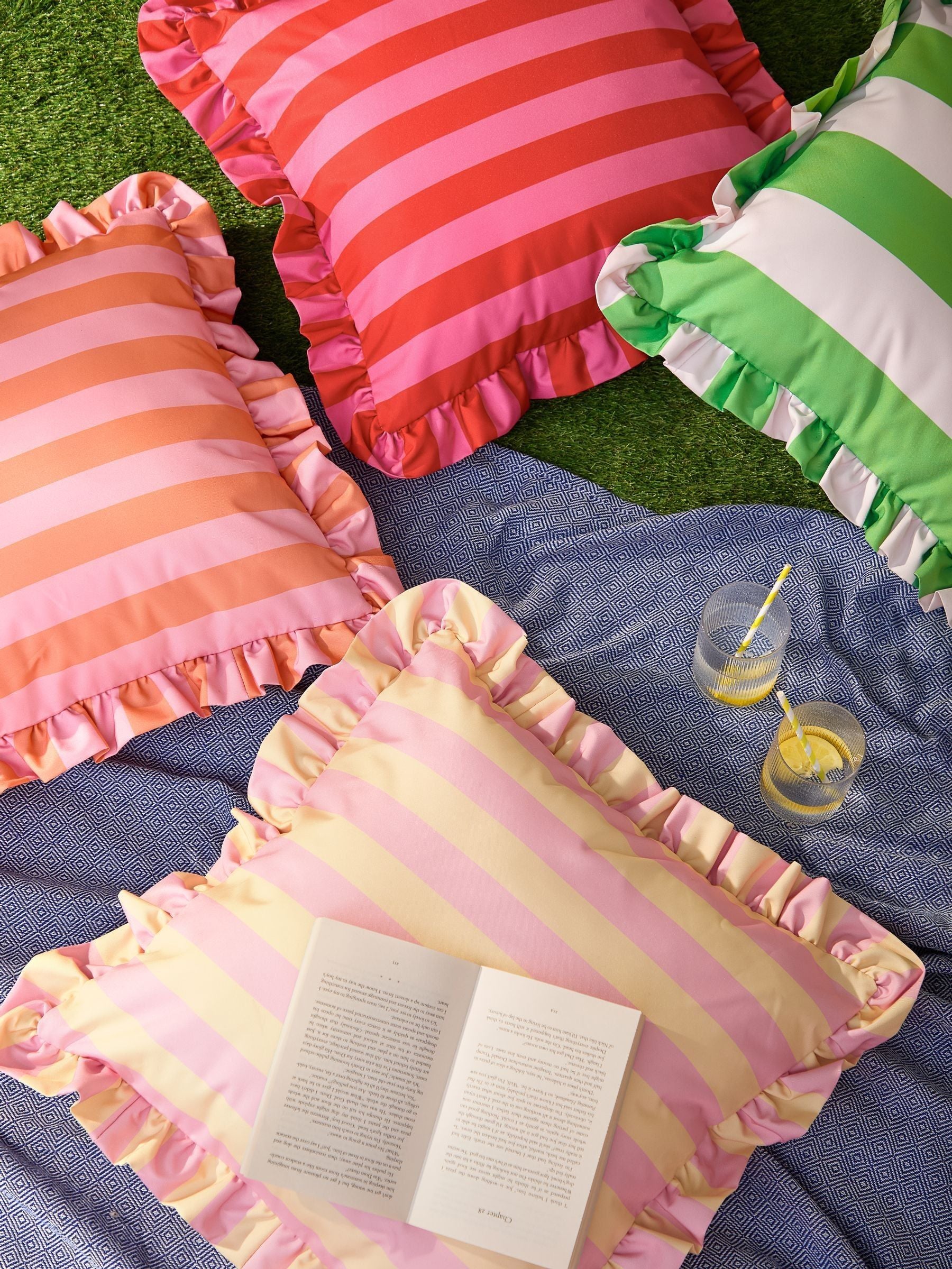 Furn Palm Royale stripe outdoor cushion 50x50cm (British brand)