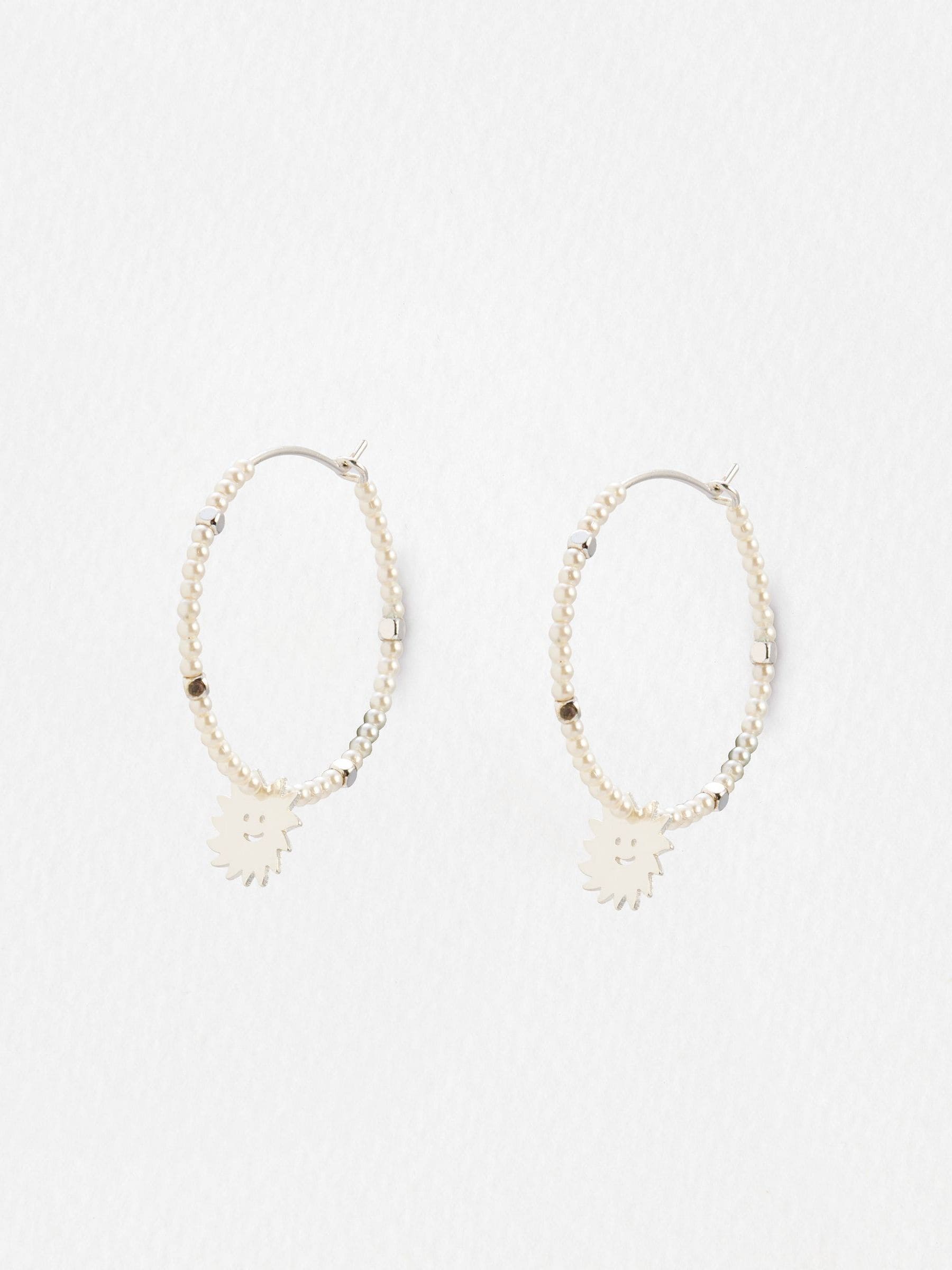 Oliver Bonas sunshine faux pearl hoop earrings - British product