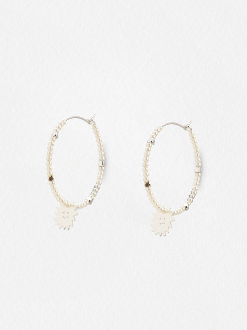 Oliver Bonas sunshine faux pearl hoop earrings - British product