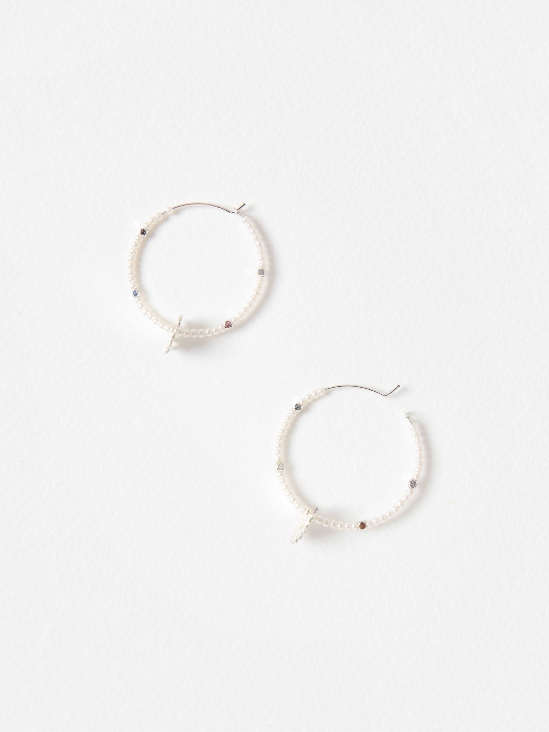 Oliver Bonas sunshine faux pearl hoop earrings - British product