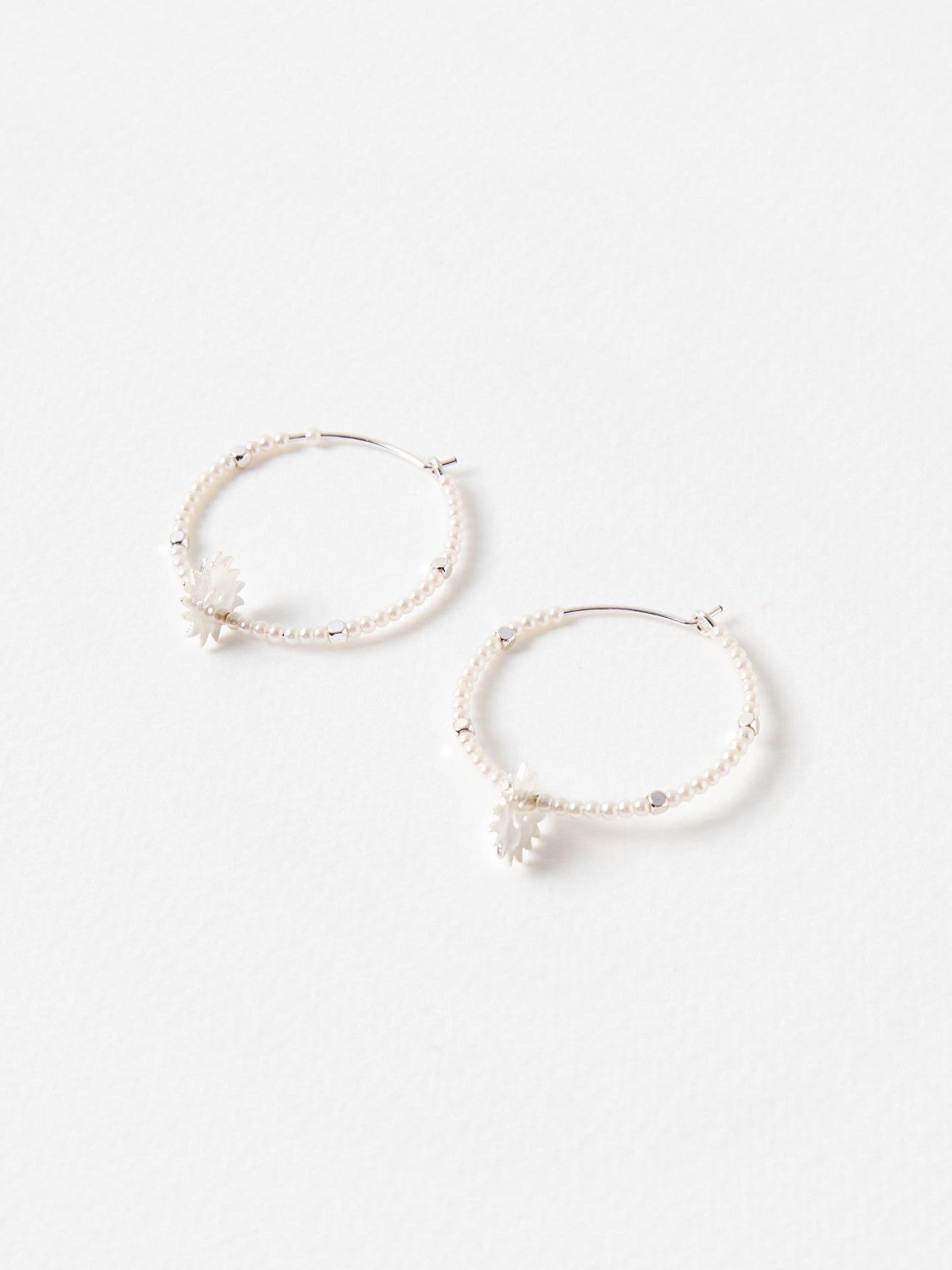 Oliver Bonas sunshine faux pearl hoop earrings - British product