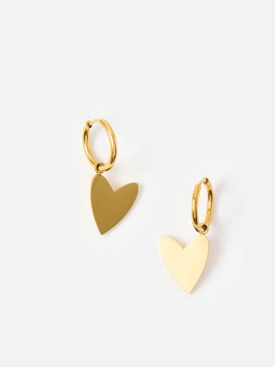 Next Oliver Bonas Billie Gold Tone Stainless Steel Heart Huggie Earrings- Buy online at McGrocer