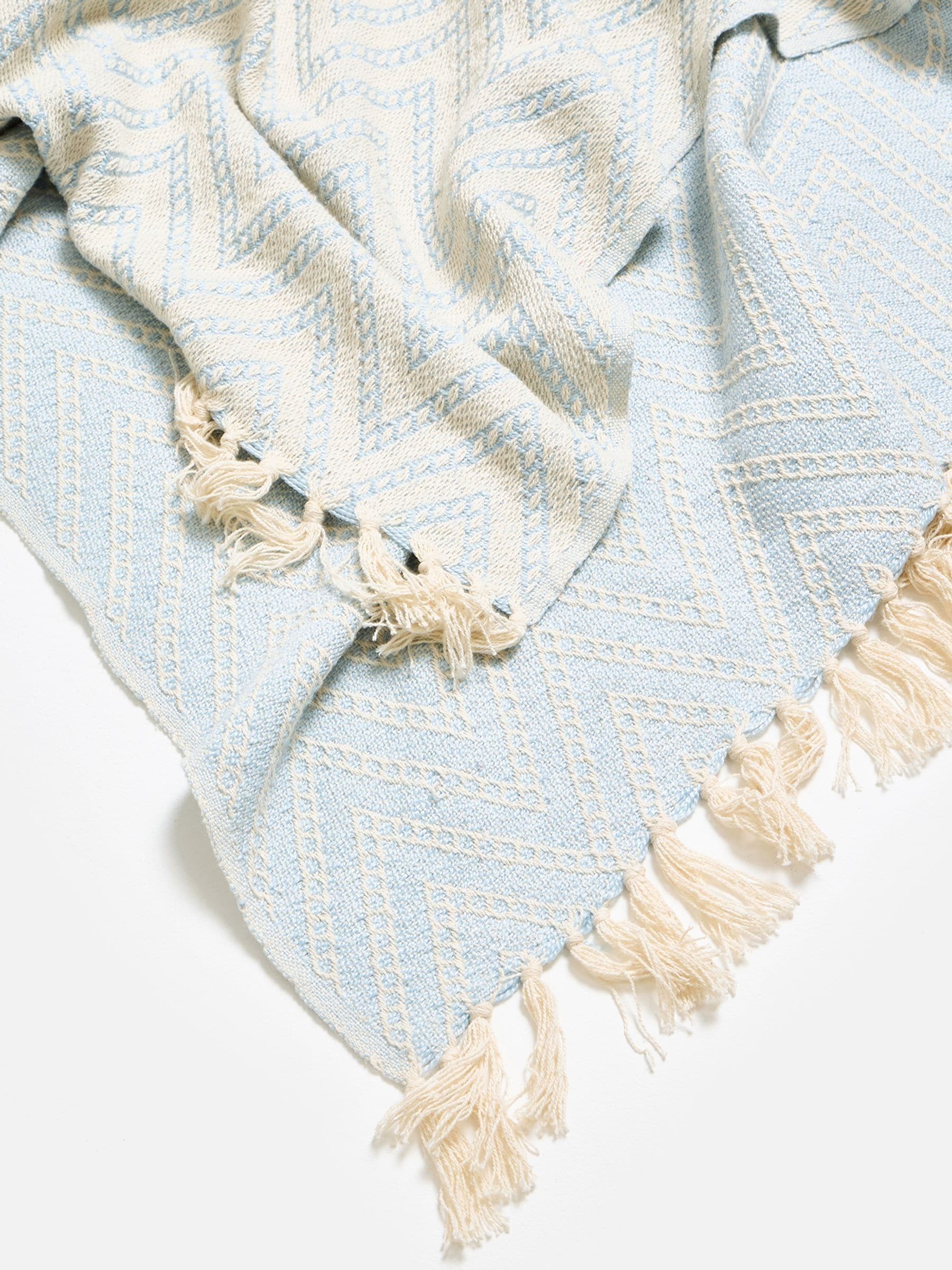Oliver Bonas chevron throw blue cream 130x170cm - British product