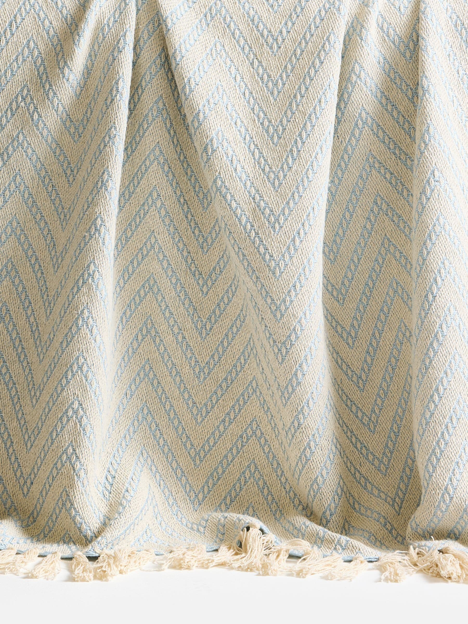Oliver Bonas chevron throw blue cream 130x170cm - British product