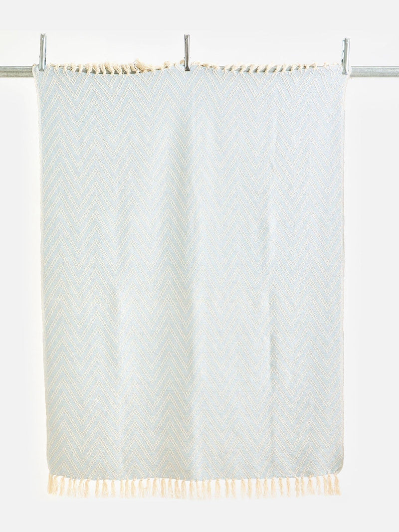 Oliver Bonas chevron throw blue cream 130x170cm - British product