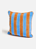 Oliver Bonas Blue & Green Striped Velvet Cushion Cover 45x45cm