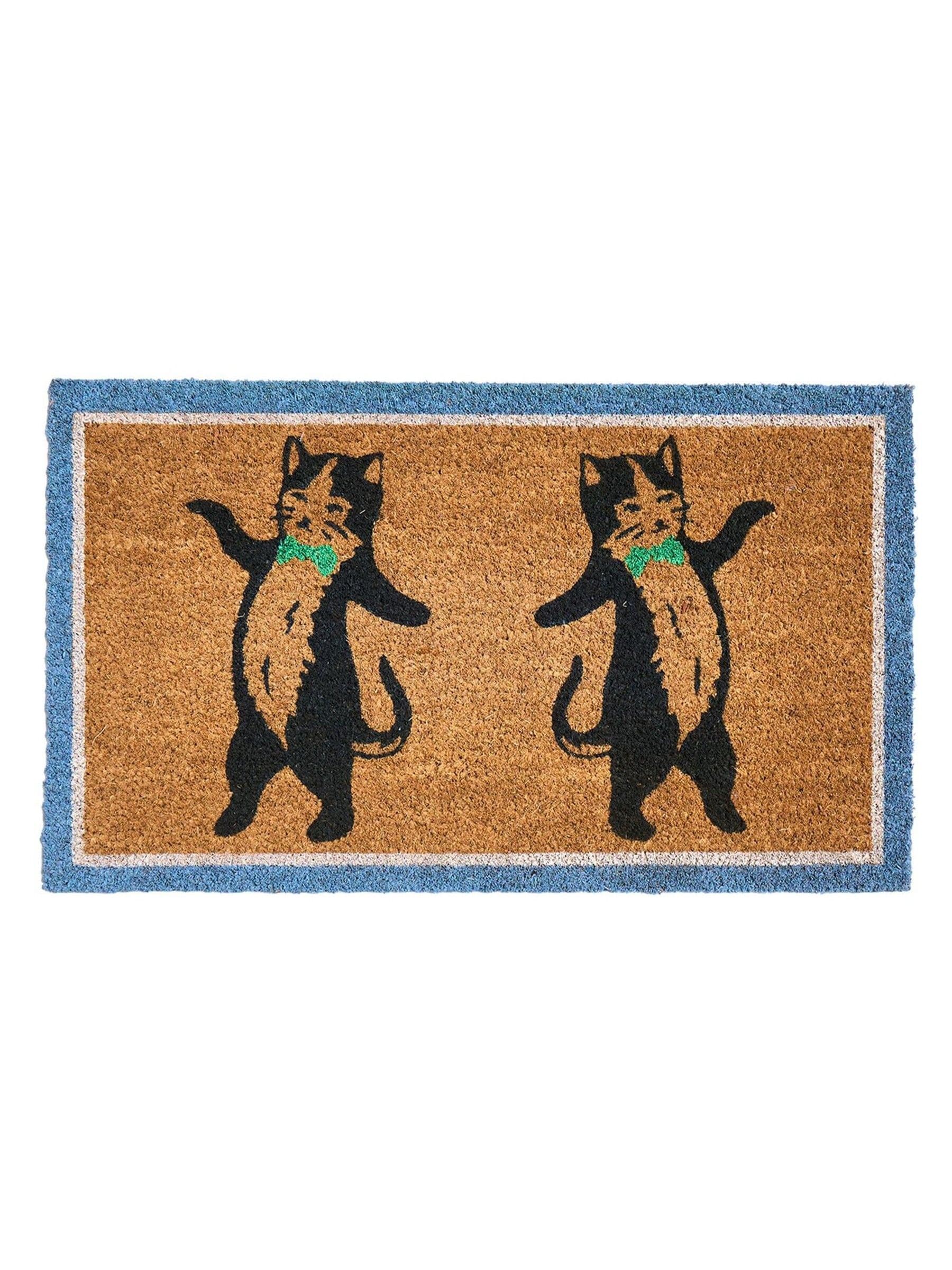 Oliver Bonas Pierre the cat doormat black print 45x75 cm - British product