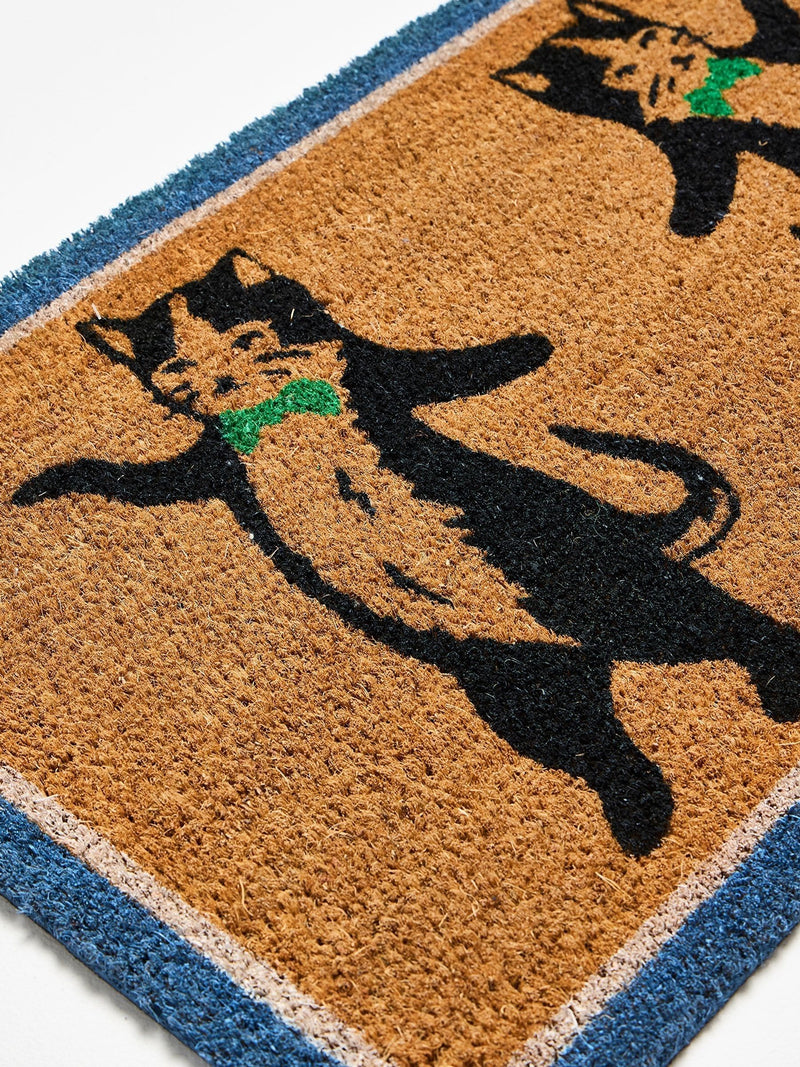 Oliver Bonas Pierre the cat doormat black print 45x75 cm - British product