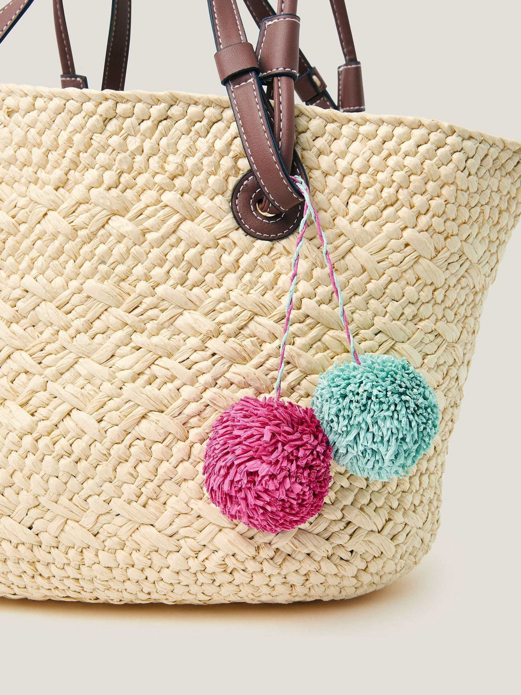 Monsoon Natural Yvie Woven Raffia Basket Bag (British brand)