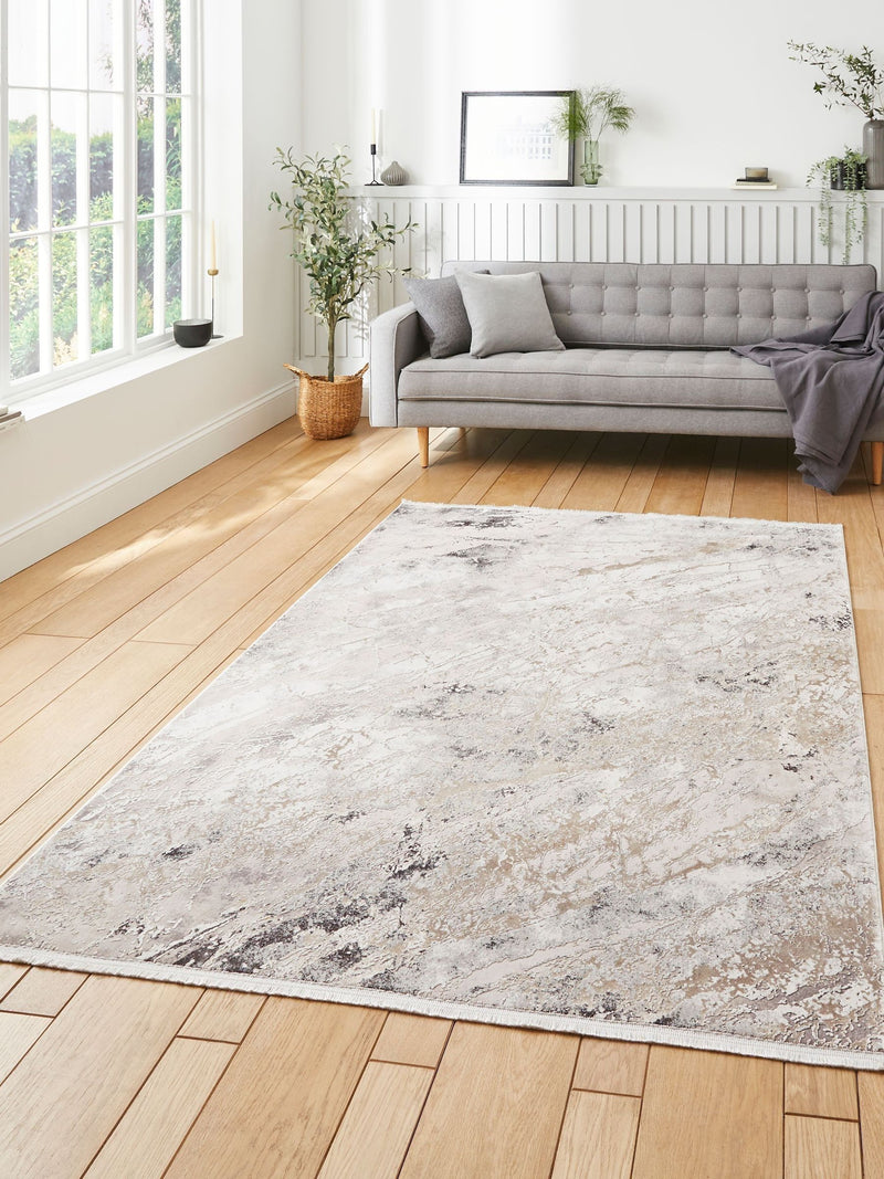 Think Rugs Bellagio beige modern abstract rug, imported from the UK