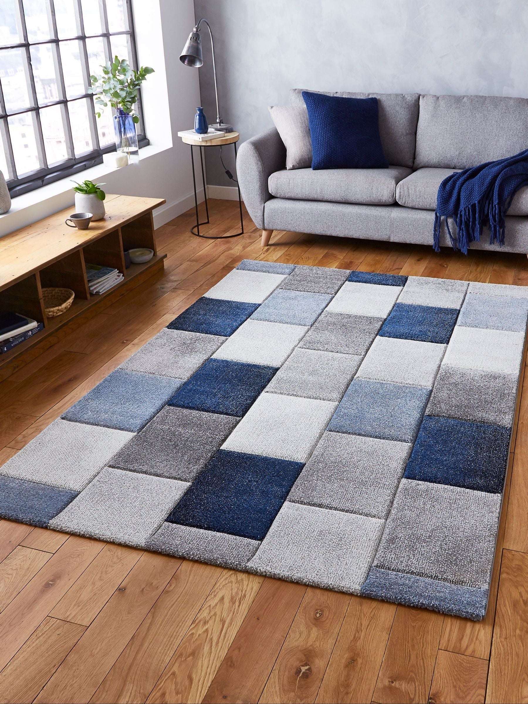 Think Rugs grey Brooklyn modern geometric rug (British brand)