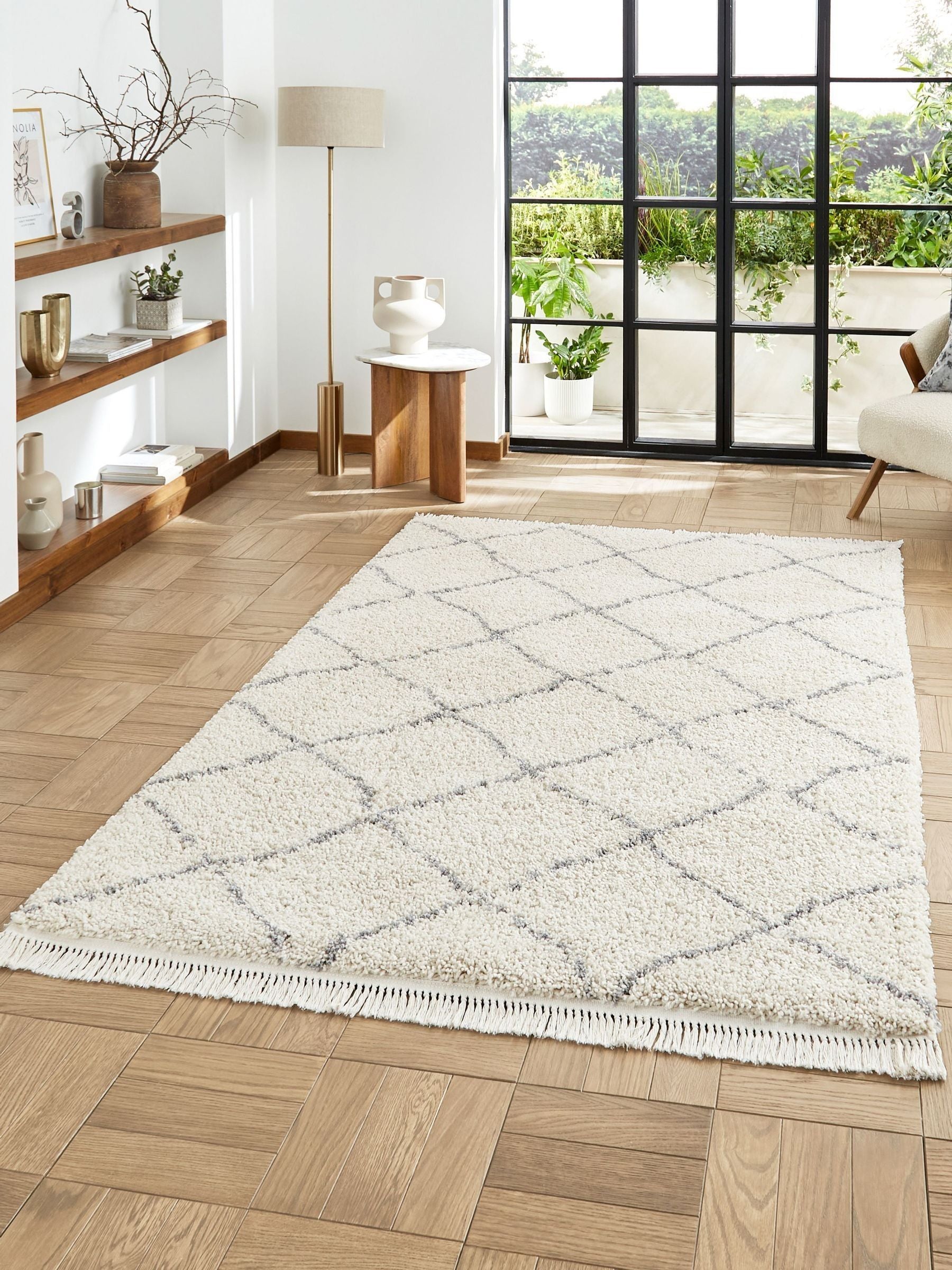 Think Rugs Cream Boho 5413 Berber Rug