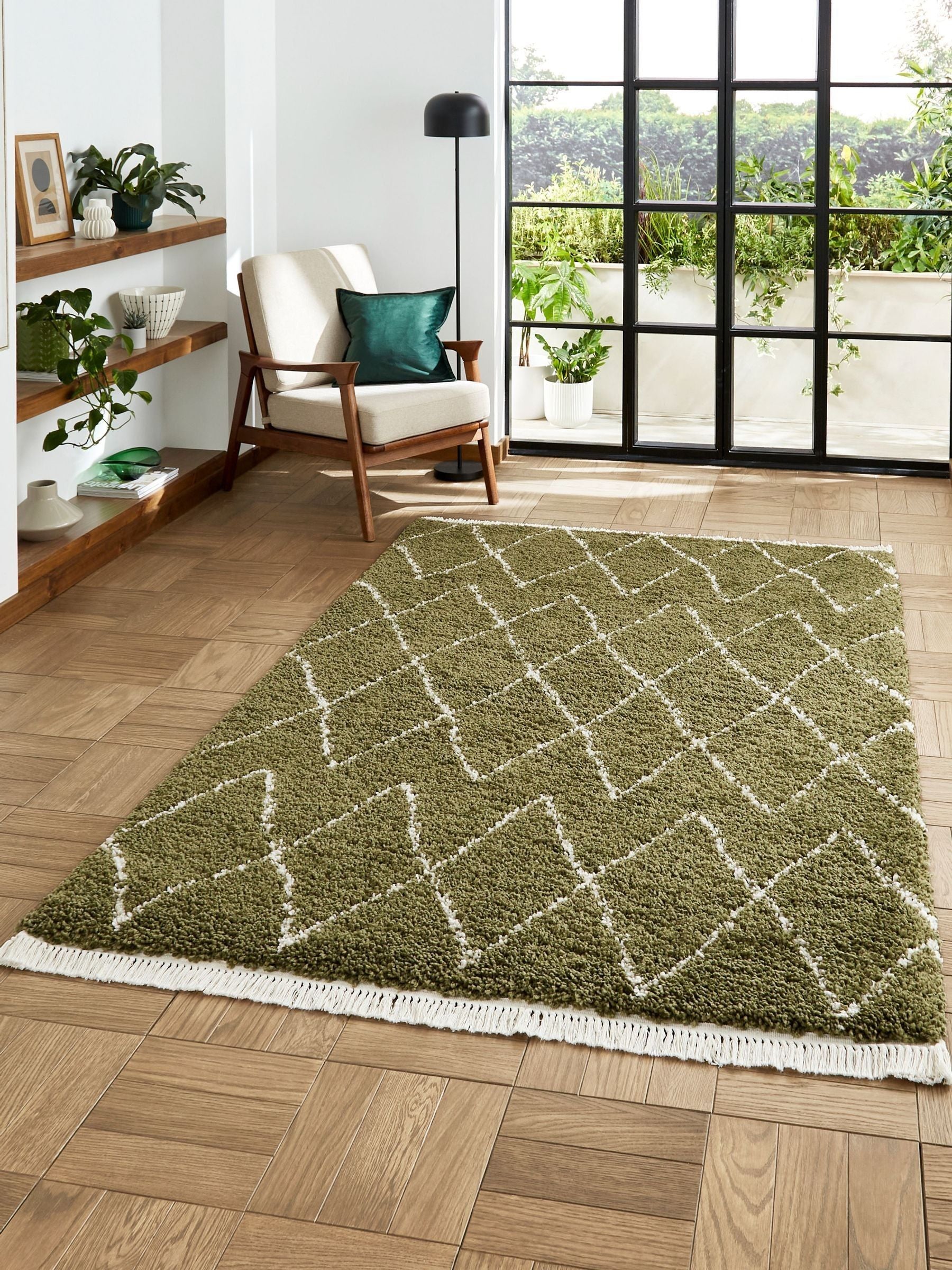 Think Rugs Green Boho 8280 Berber Rug