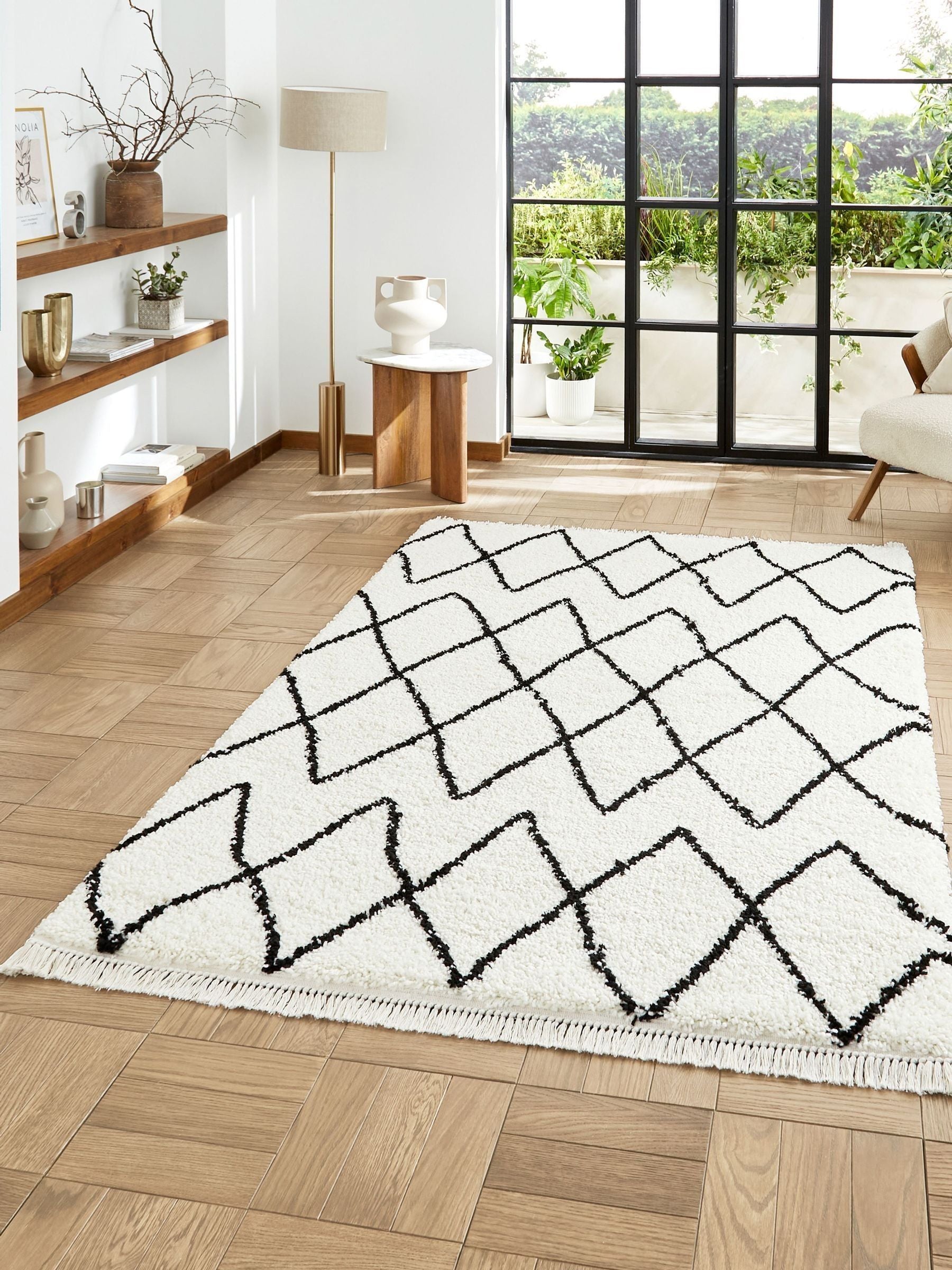 Think Rugs White Boho 8280 Berber Rug
