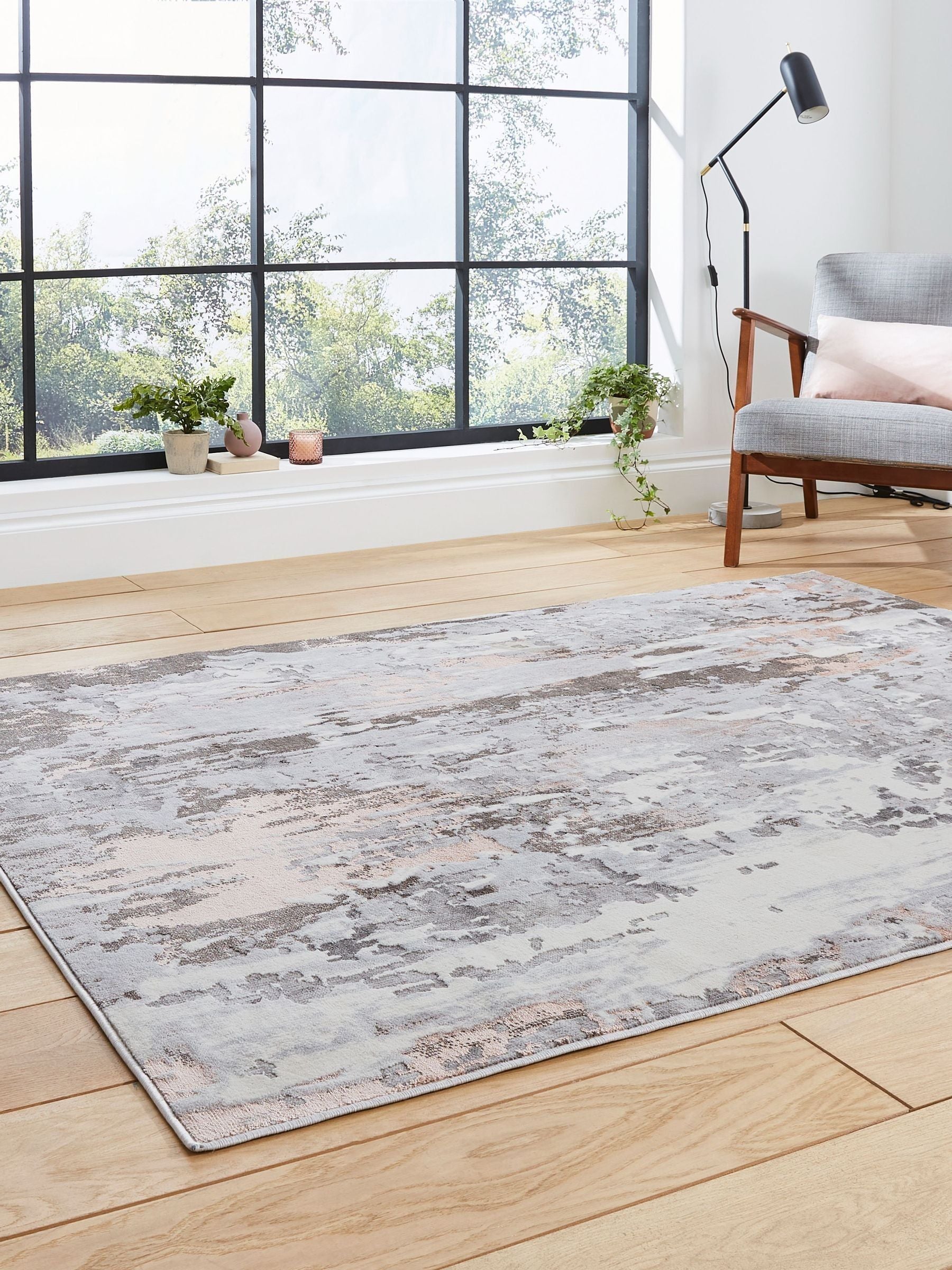 Think Rugs grey modern abstract rug (British brand)