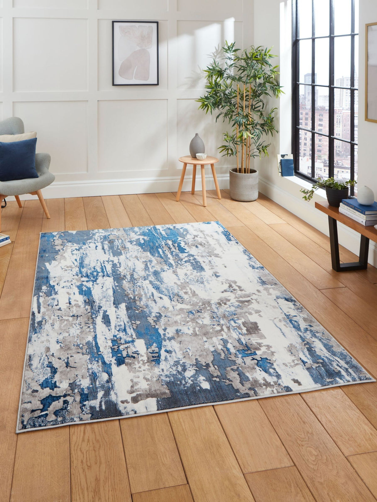 Think Rugs Apollo grey abstract rug (British brand)