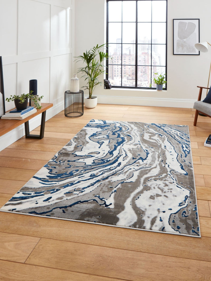 Think Rugs Grey Apollo abstract rug machine-made UK version