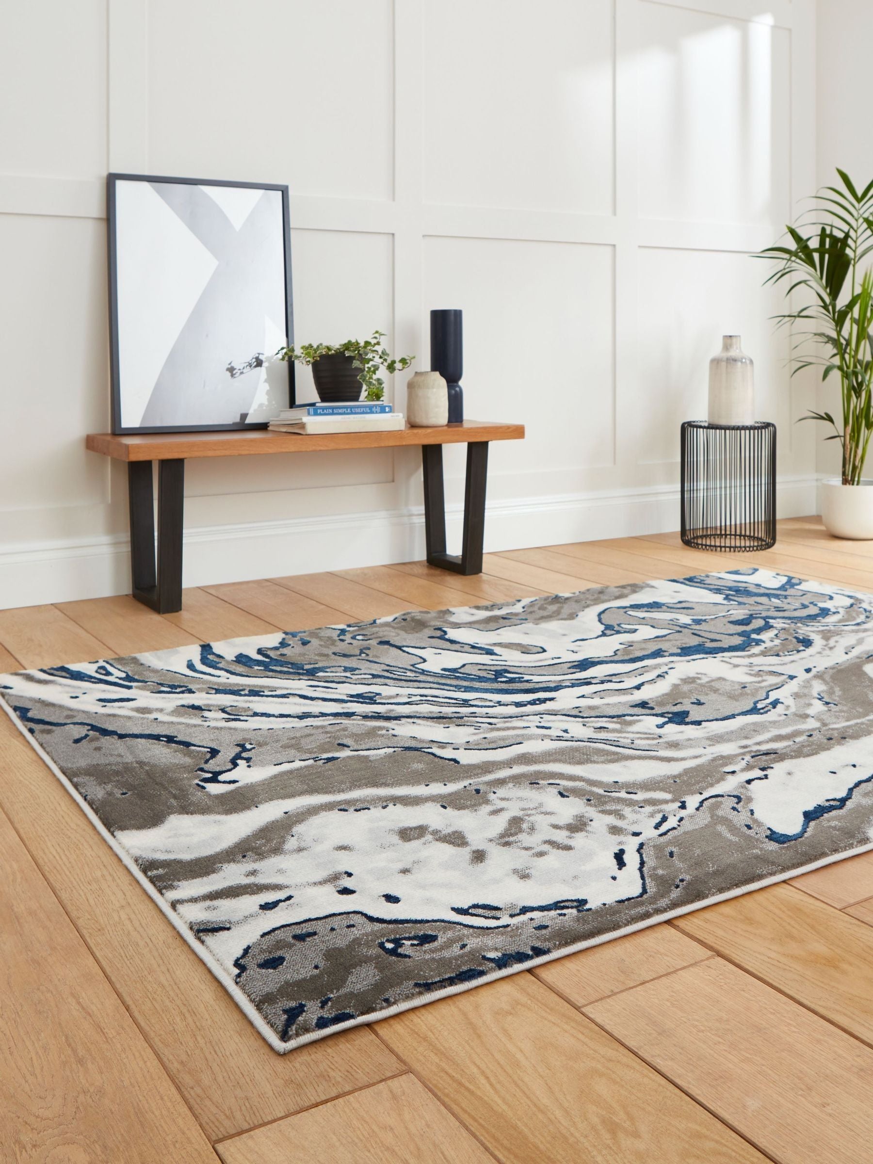 Think Rugs Grey Apollo abstract rug machine-made UK version